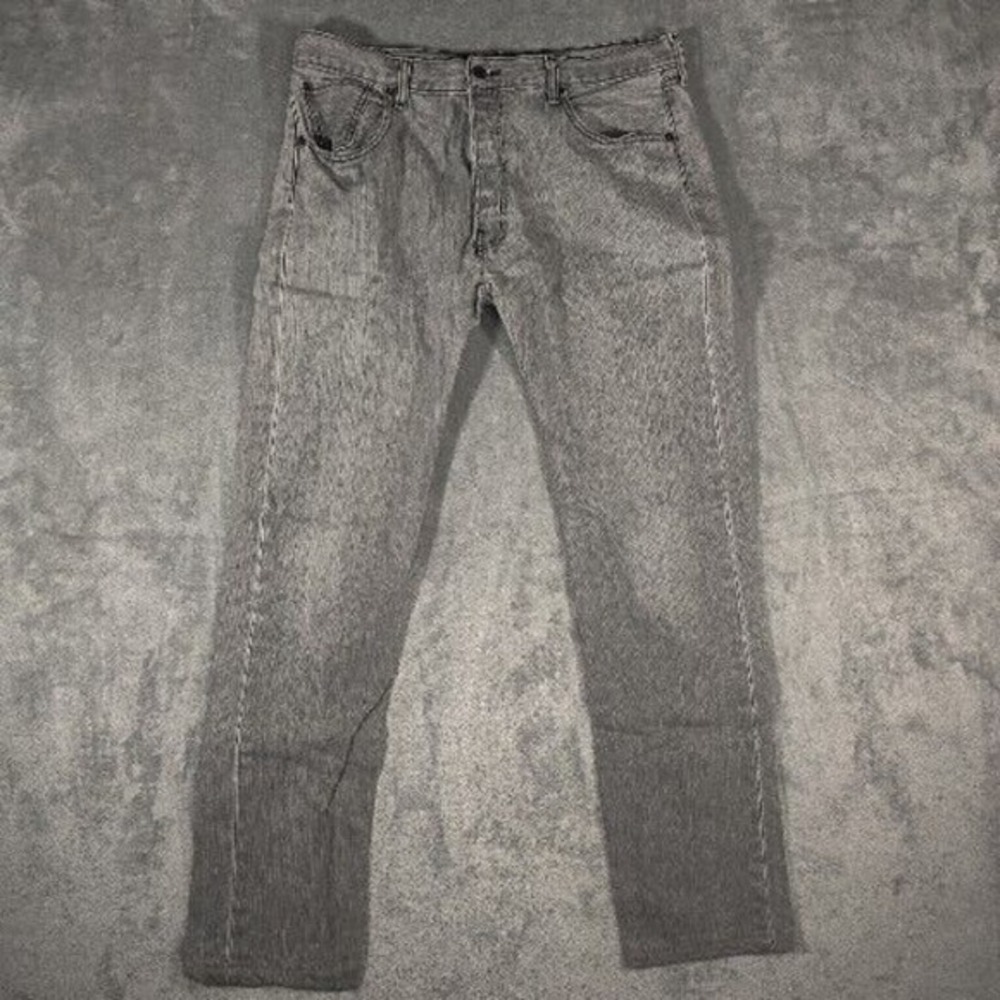 Levis 501 Jeans Mens 36x30 Gray Denim ‎ Button Fly Classic Straight American